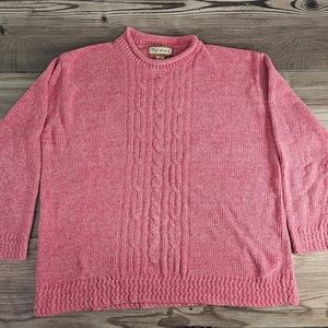 Pink womens Kamal large long sleeve pullover sweater.